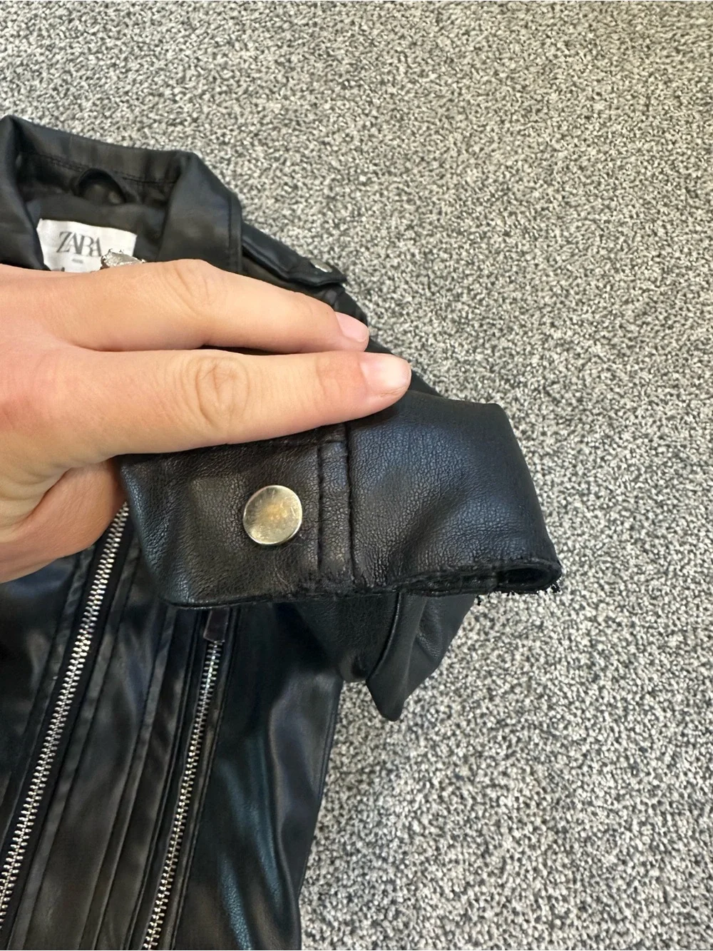 ZARA Kids Black Faux Leather Moto Jacket